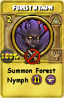 Wizard101 Myth spell card: Forest Nymph, Spell ID 15205