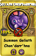 Wizard101 Myth spell card: Goliath Chon'darr'hna, Spell ID 15207