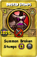 Wizard101 Myth spell card: Broken Stumps, Spell ID 15209