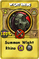 Wizard101 Myth spell card: Wight Rhino, Spell ID 15219