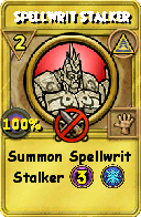 Wizard101 Myth spell card: Spellwrit Stalker, Spell ID 15220