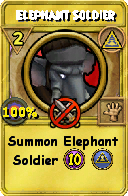 Wizard101 Myth spell card: Elephant Soldier, Spell ID 15224