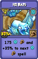 Wizard101 Ice spell card: Ice Bats, Spell ID 15252