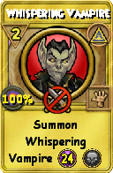 Wizard101 Myth spell card: Whispering Vampire, Spell ID 15259