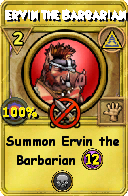 Wizard101 Myth spell card: Ervin the Barbarian, Spell ID 15278