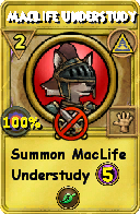 Wizard101 Myth spell card: MacLife Understudy, Spell ID 15282