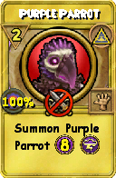 Wizard101 Myth spell card: Purple Parrot, Spell ID 15301