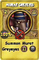 Wizard101 Myth spell card: Murat Greyeyes, Spell ID 15302