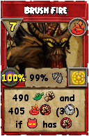 Wizard101 Fire spell card: Brush Fire, Spell ID 15322