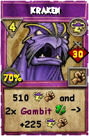 Wizard101 Storm spell card: Kraken, Spell ID 15349