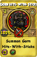 Wizard101 Myth spell card: Gorn Hits-With-Sticks, Spell ID 15383