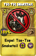 Wizard101 Myth spell card: Tse-Tse Snaketail, Spell ID 15390