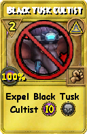 Wizard101 Myth spell card: Black Tusk Cultist, Spell ID 15402