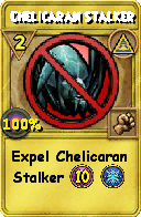 Wizard101 Myth spell card: Chelicaran Stalker, Spell ID 15404