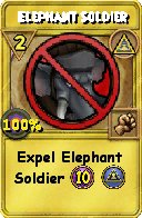 Wizard101 Myth spell card: Elephant Soldier, Spell ID 15409
