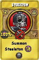 Wizard101 Myth spell card: Steeleton, Spell ID 15420