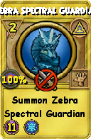 Wizard101 Myth spell card: Zebra Spectral Guardian, Spell ID 15432