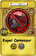 Wizard101 Myth spell card: Carnosaur, Spell ID 15436