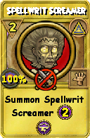 Wizard101 Myth spell card: Spellwrit Screamer, Spell ID 15446