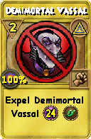 Wizard101 Myth spell card: Demimortal Vassal, Spell ID 15451