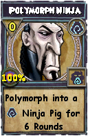 Wizard101 Shadow spell card: Polymorph Ninja, Spell ID 15469