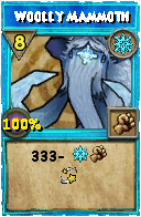 Wizard101 Ice spell card: Woolly Mammoth, Spell ID 15476