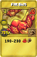 Wizard101 Fire spell card: Fire Bats, Spell ID 15478