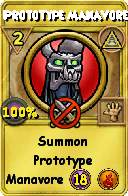 Wizard101 Myth spell card: Prototype Manavore, Spell ID 15505