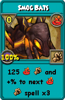 Wizard101 Fire spell card: Smog Bats, Spell ID 15518