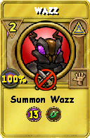 Wizard101 Myth spell card: Wazz, Spell ID 15528