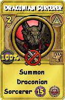 Wizard101 Myth spell card: Draconian Sorcerer, Spell ID 15536
