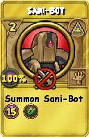 Wizard101 Myth spell card: Sani-Bot, Spell ID 15537