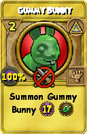 Wizard101 Myth spell card: Gummy Bunny, Spell ID 15549