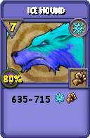 Wizard101 Ice spell card: Ice Hound, Spell ID 15550
