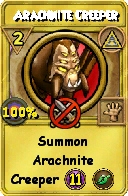 Wizard101 Myth spell card: Arachnite Creeper, Spell ID 15551