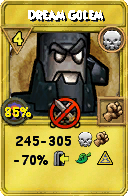 Wizard101 Death spell card: Dream Golem, Spell ID 15553