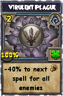Wizard101 Shadow spell card: Virulent Plague, Spell ID 15554