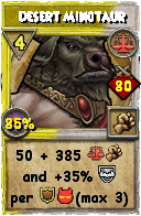 Wizard101 Balance spell card: Desert Minotaur, Spell ID 15576