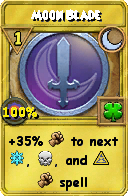 Wizard101 Moon spell card: Moon Blade, Spell ID 15590