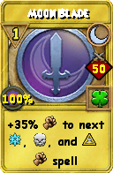 Wizard101 Moon spell card: Moon Blade, Spell ID 15591