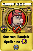 Wizard101 Myth spell card: Randolf Spellshine, Spell ID 15602