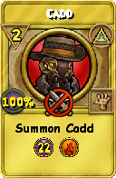 Wizard101 Myth spell card: Cadd, Spell ID 15617