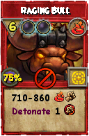 Wizard101 Fire spell card: Raging Bull, Spell ID 15618