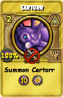 Wizard101 Myth spell card: Certorr, Spell ID 15622