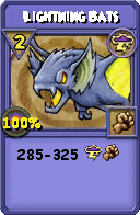 Wizard101 Storm spell card: Lightning Bats, Spell ID 15643