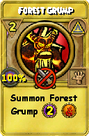 Wizard101 Myth spell card: Forest Grump, Spell ID 15678