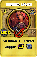 Wizard101 Myth spell card: Hundred Legger, Spell ID 15686