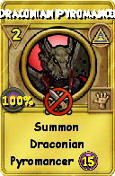 Wizard101 Myth spell card: Draconian Pyromancer, Spell ID 15687