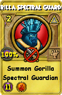 Wizard101 Myth spell card: Gorilla Spectral Guardian, Spell ID 15692