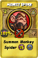Wizard101 Myth spell card: Monkey Spider, Spell ID 15696